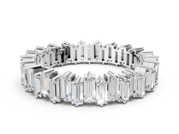 Platinum Baguette Diamond Full Eternity Ring with Prong Setting