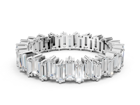 White gold Baguette Diamond Full Eternity Ring with Prong Setting_17