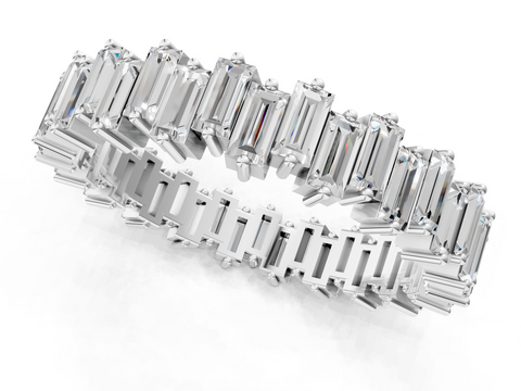 White gold Baguette Diamond Full Eternity Ring with Prong Setting_18