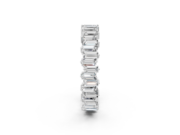 Platinum Baguette Diamond Full Eternity Ring with Prong Setting