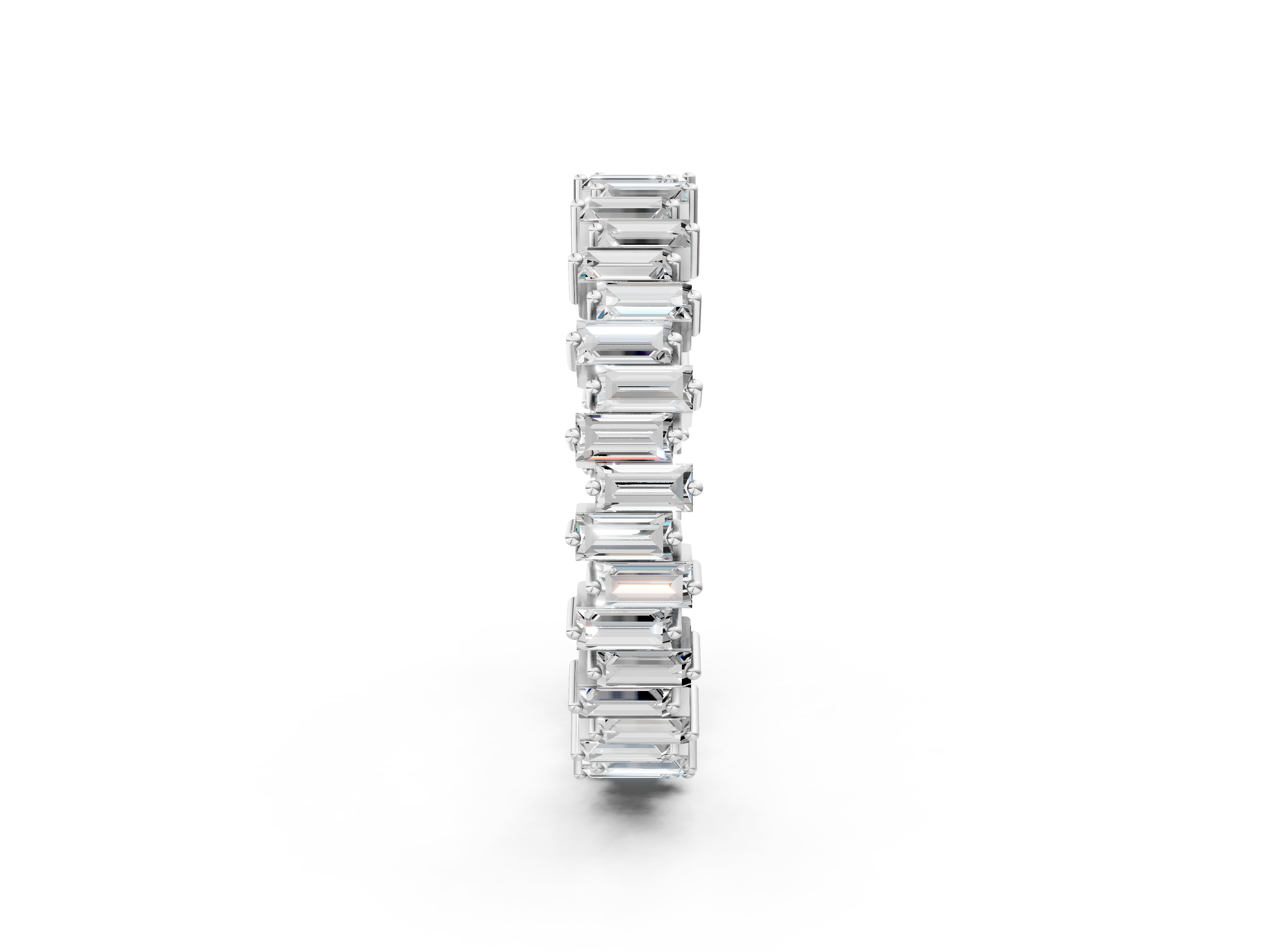 White gold Baguette Diamond Full Eternity Ring with Prong Setting_19