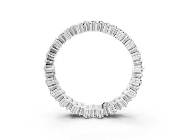 Platinum Baguette Diamond Full Eternity Ring with Prong Setting