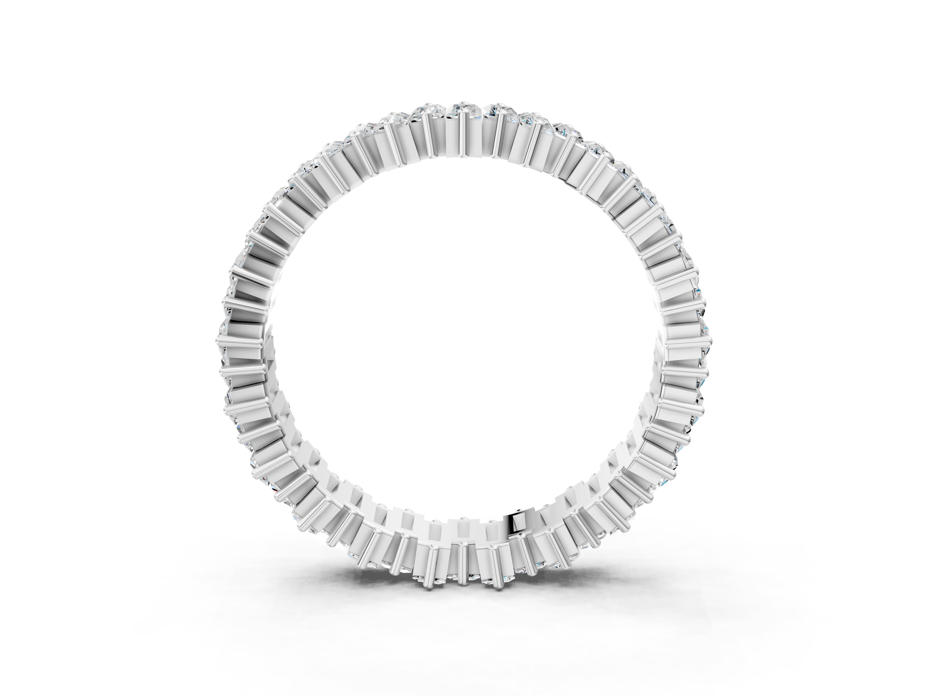 White gold Baguette Diamond Full Eternity Ring with Prong Setting_20