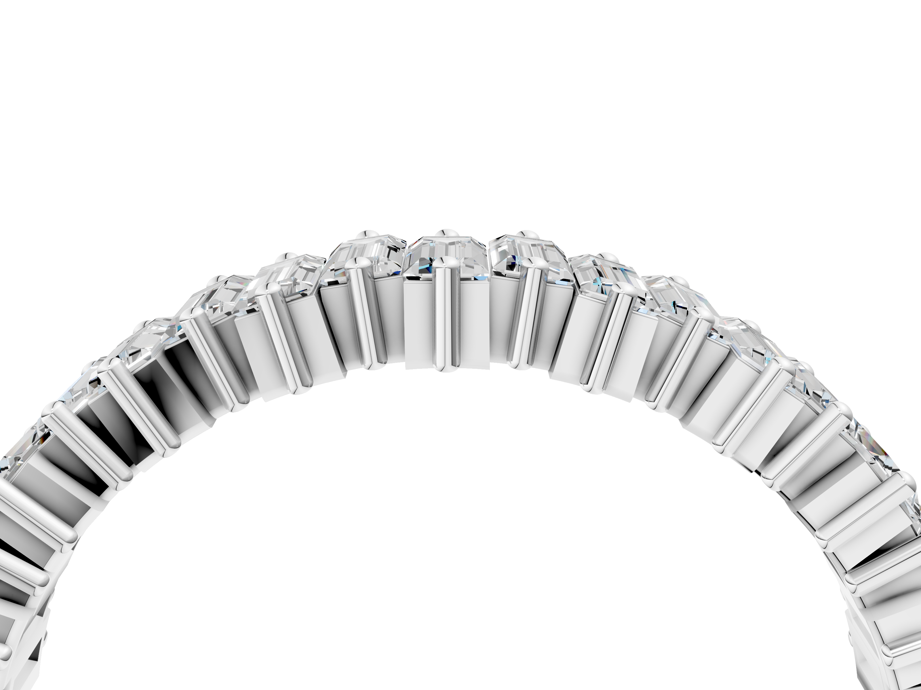 White gold Baguette Diamond Full Eternity Ring with Prong Setting_21