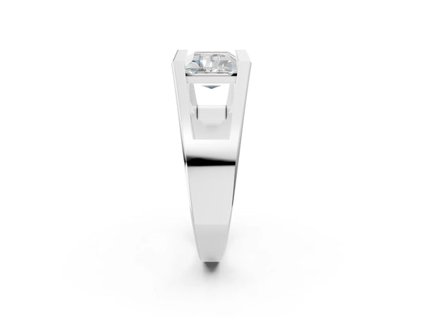 Platinum Baguette East-West Geometric Solitaire Engagement Ring Setting with Open Sides