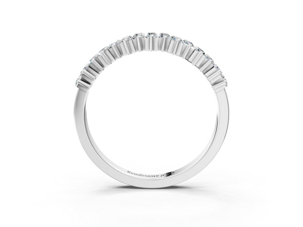 White gold Baguette Diamond Half Eternity Ring with Prong Setting