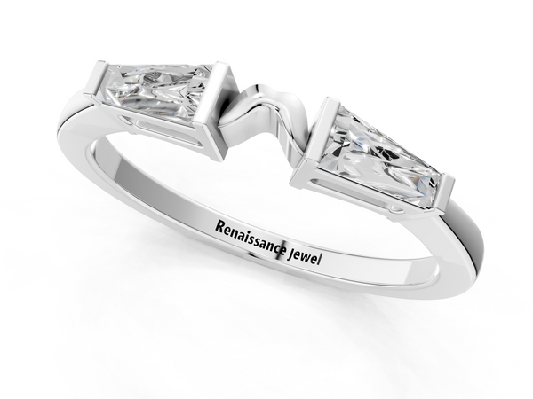 White gold Baguette Diamond Open Band with Bar Prong Setting