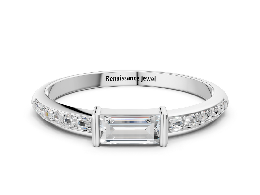 White gold Baguette Diamond Pave Band with Bar Prong Setting_35