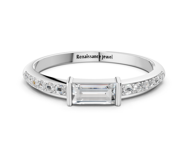 Silver Baguette Diamond Pavé Band with Bar Setting