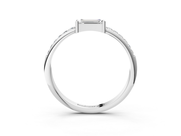 Platinum Baguette Diamond Pavé Band with Bar Setting