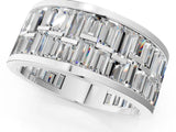 Silver Baguette Diamond Staggered Two-Row Mens Band