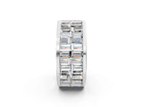 Silver Baguette Diamond Staggered Two-Row Mens Band