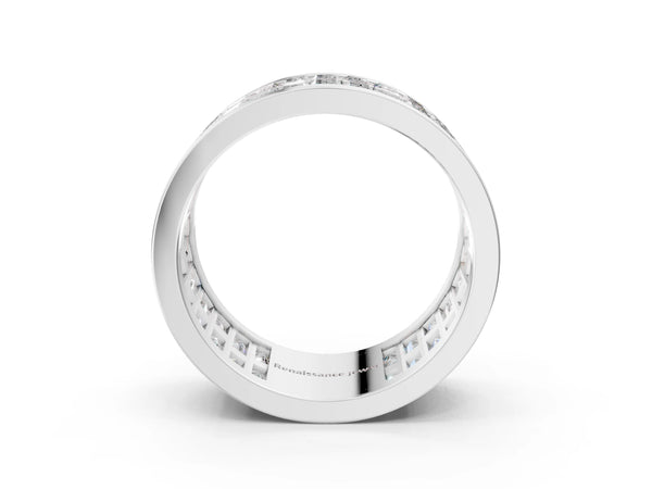 Platinum Baguette Diamond Staggered Two-Row Mens Band