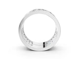 Silver Baguette Diamond Staggered Two-Row Mens Band