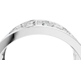 Silver Baguette Diamond Staggered Two-Row Mens Band