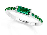White gold Baguette Emerald Pavé Band with Bar Setting_7