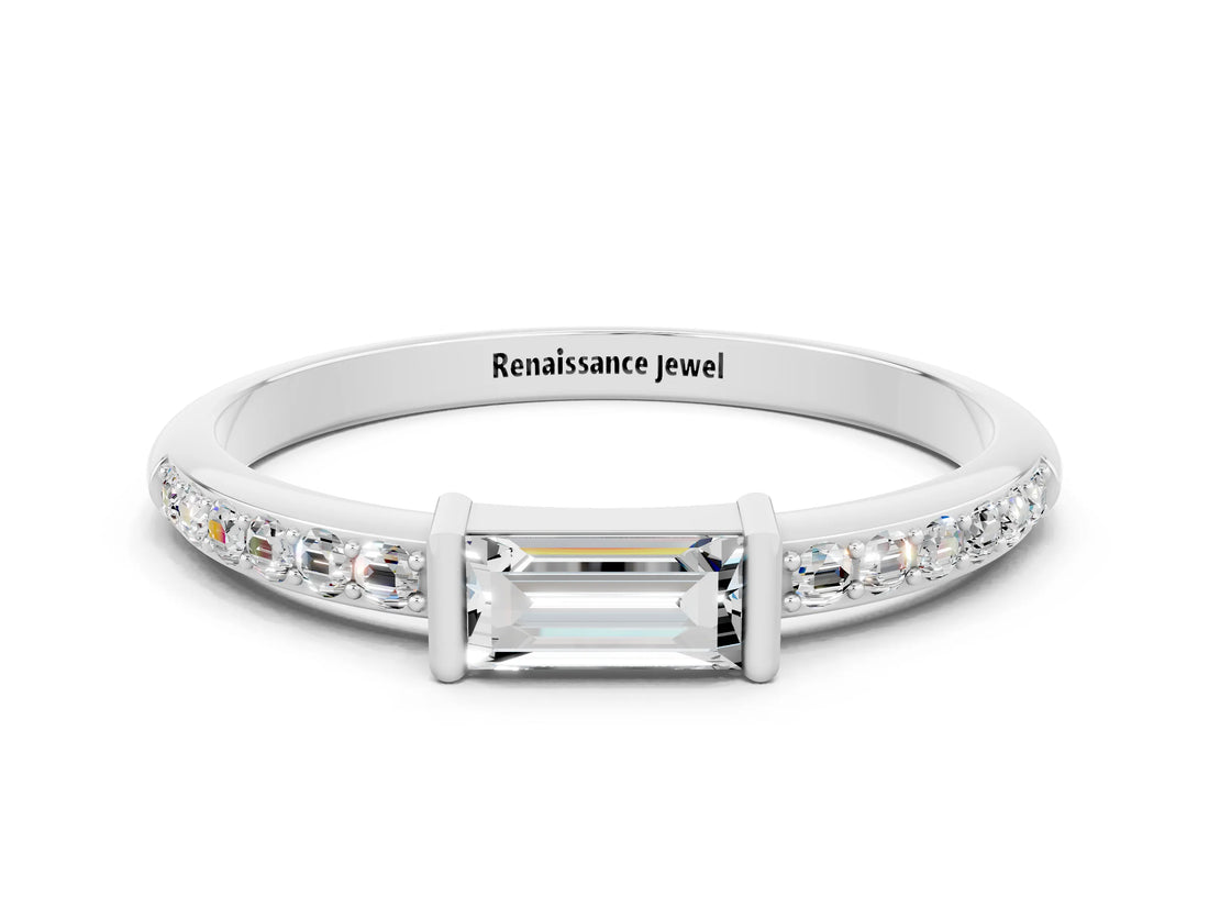 White gold Baguette Moissanite Pavé Band with Bar Setting_6