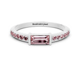 White gold Baguette Morganite Pavé Band with Bar Setting_6