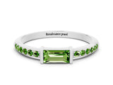 White gold Baguette Peridot Pavé Band with Bar Setting_6