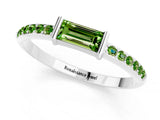 White gold Baguette Peridot Pavé Band with Bar Setting_7