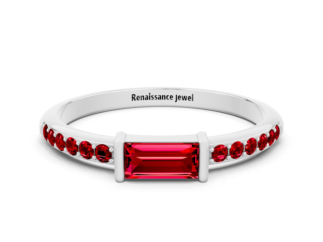 White gold Baguette Ruby Pavé Band with Bar Setting_6