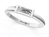 White gold Baguette Solitaire Bar-Set Minimalist Band_4