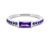 White gold Baguette Tanzanite Pavé Band with Bar Setting_6