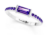 White gold Baguette Tanzanite Pavé Band with Bar Setting_7