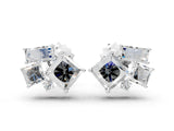 White gold Baguette and Princess Diamond Mosaic Abstract Stud Earrings_88
