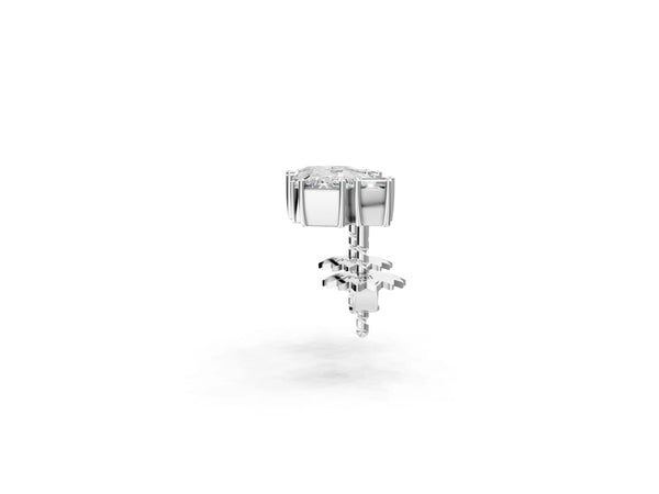 Silver Baguette and Princess Diamond Mosaic Abstract Stud Earrings