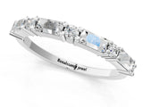 14K White Gold Baguette and Round Diamond Bar Setting Half Eternity Band with Prong Setting