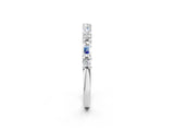 14K White Gold Baguette and Round Diamond Bar Setting Half Eternity Band with Prong Setting