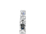 14K White Gold Baguette and Round Diamond Bar Setting Half Eternity Band with Prong Setting