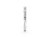 14K White Gold Baguette and Round Diamond Bar Setting Half Eternity Band with Prong Setting