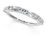 White gold Baguette and Round Diamond Bar Setting Half Eternity Band with Prong Setting_62