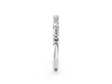 White gold Baguette and Round Diamond Bar Setting Half Eternity Band with Prong Setting_63