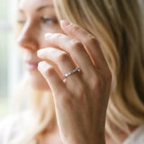 14K White Gold Baguette and Round Diamond Channel Set Half Eternity Band with Bar Prong Setting