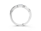 14K White Gold Baguette and Round Diamond Channel Set Half Eternity Band with Bar Prong Setting