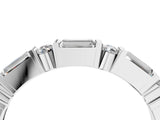 White gold Baguette and Round Diamond Channel Set Half Eternity Band with Bar Prong Setting_39