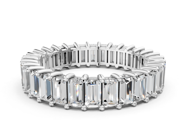 Platinum Baguette cut diamond Eternity Band with Shared Prong Setting