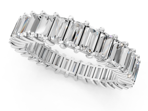 Platinum Baguette cut diamond Eternity Band with Shared Prong Setting