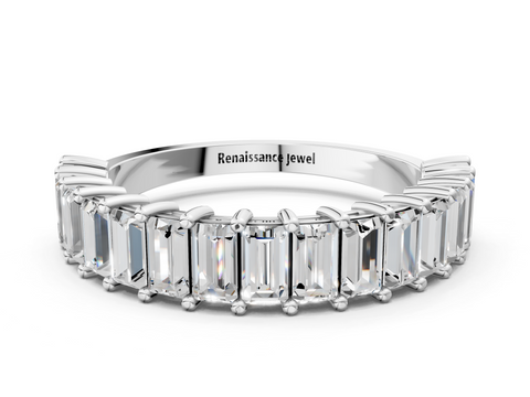 White gold Baguette cut diamond Half Eternity Band with Shared Prong Setting_21