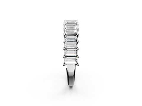 White gold Baguette cut diamond Half Eternity Band with Shared Prong Setting_23