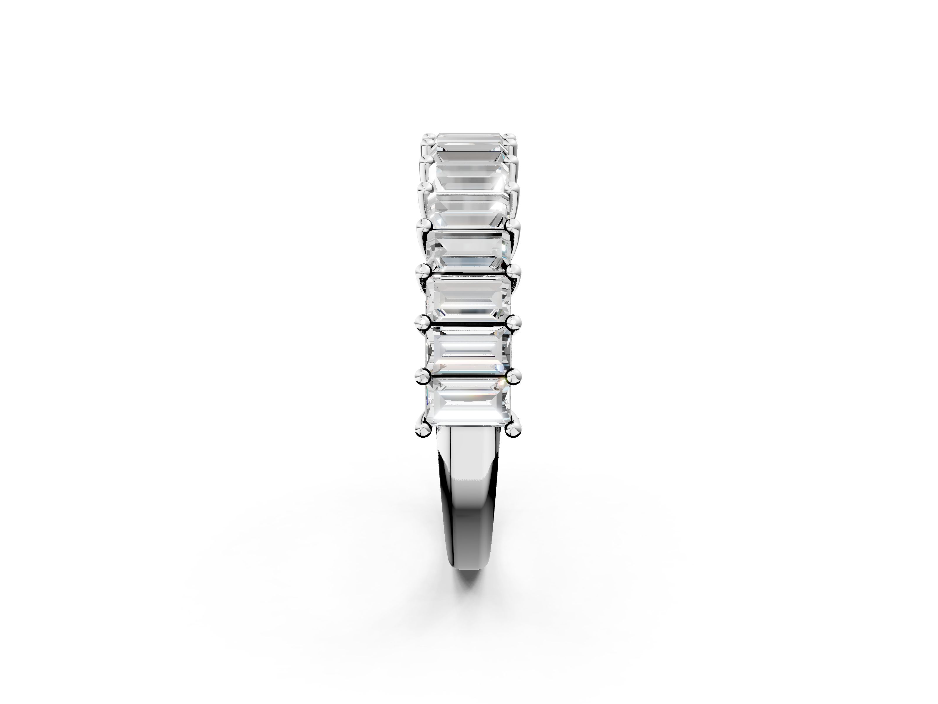 White gold Baguette cut diamond Half Eternity Band with Shared Prong Setting_23