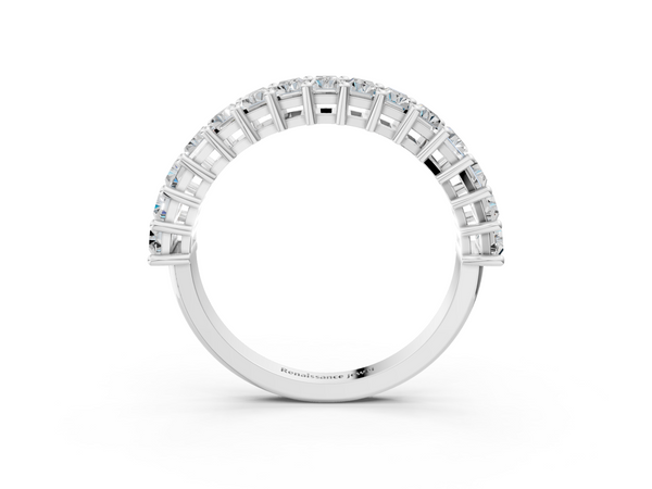 Platinum Baguette cut diamond Half Eternity Band with Shared Prong Setting