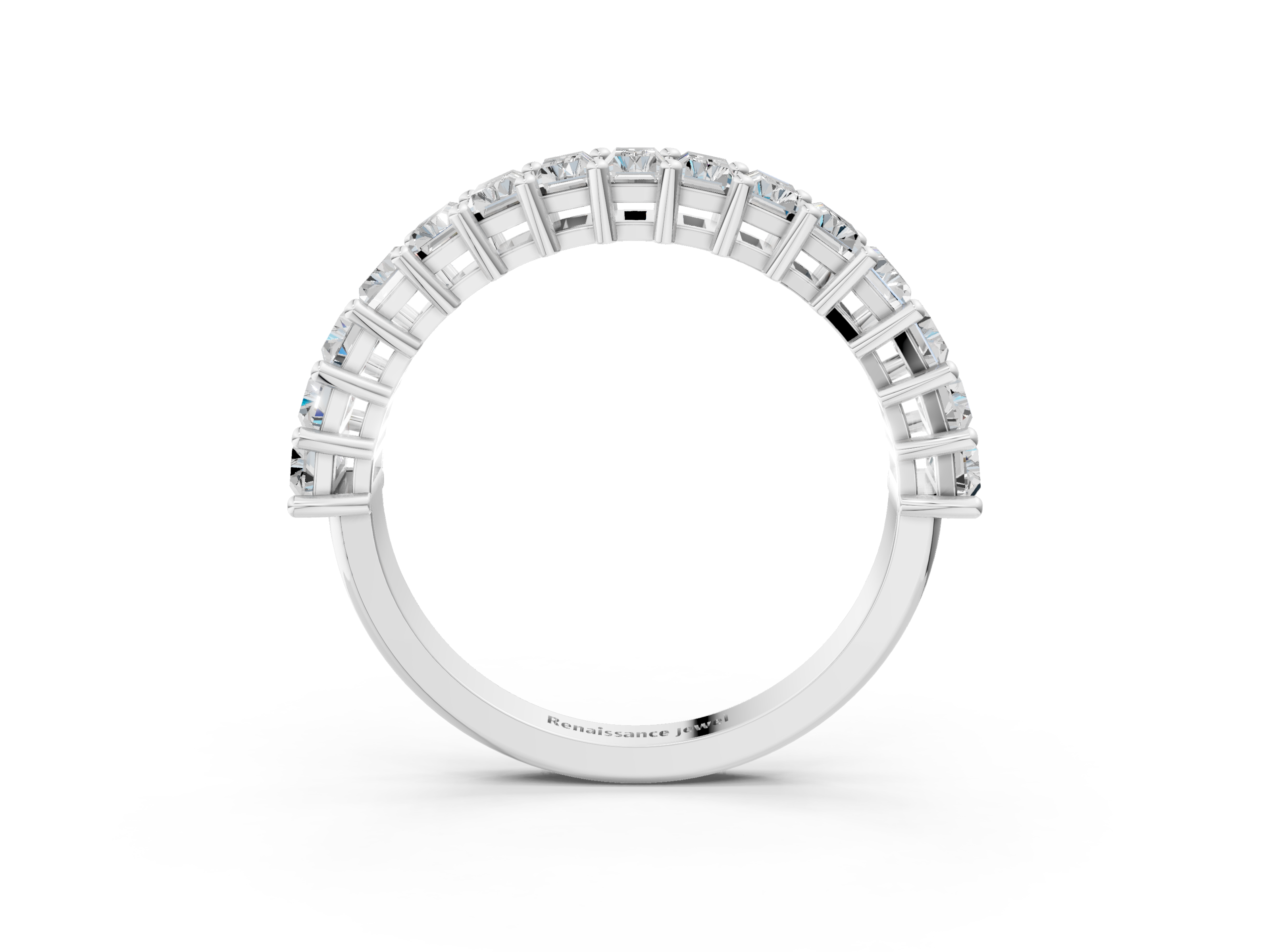White gold Baguette cut diamond Half Eternity Band with Shared Prong Setting_24