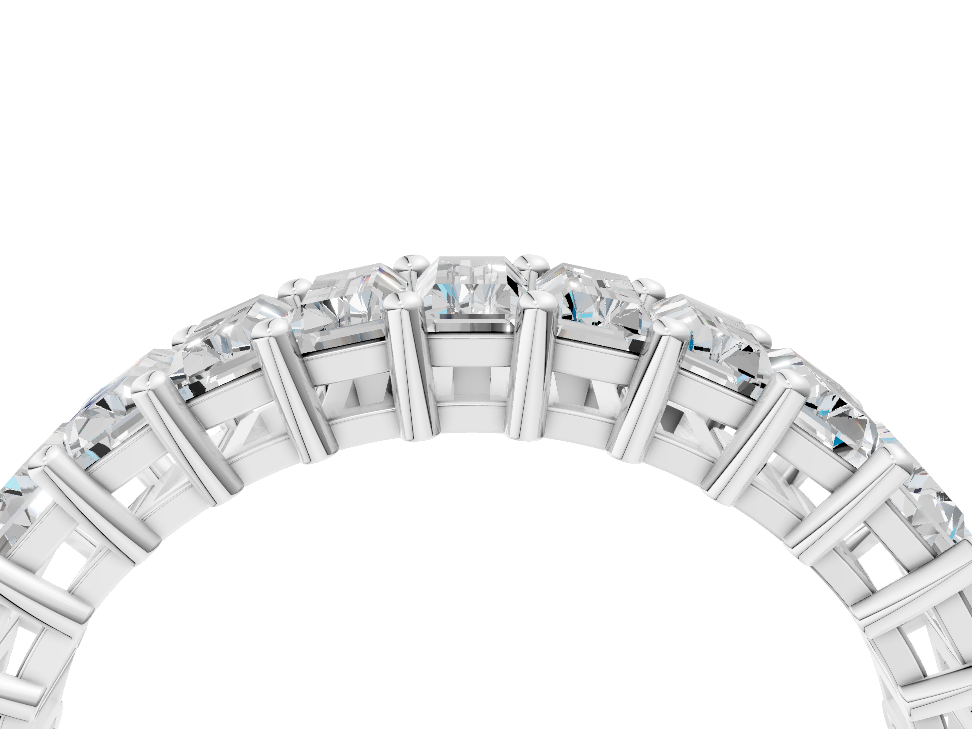 White gold Baguette cut diamond Half Eternity Band with Shared Prong Setting_25