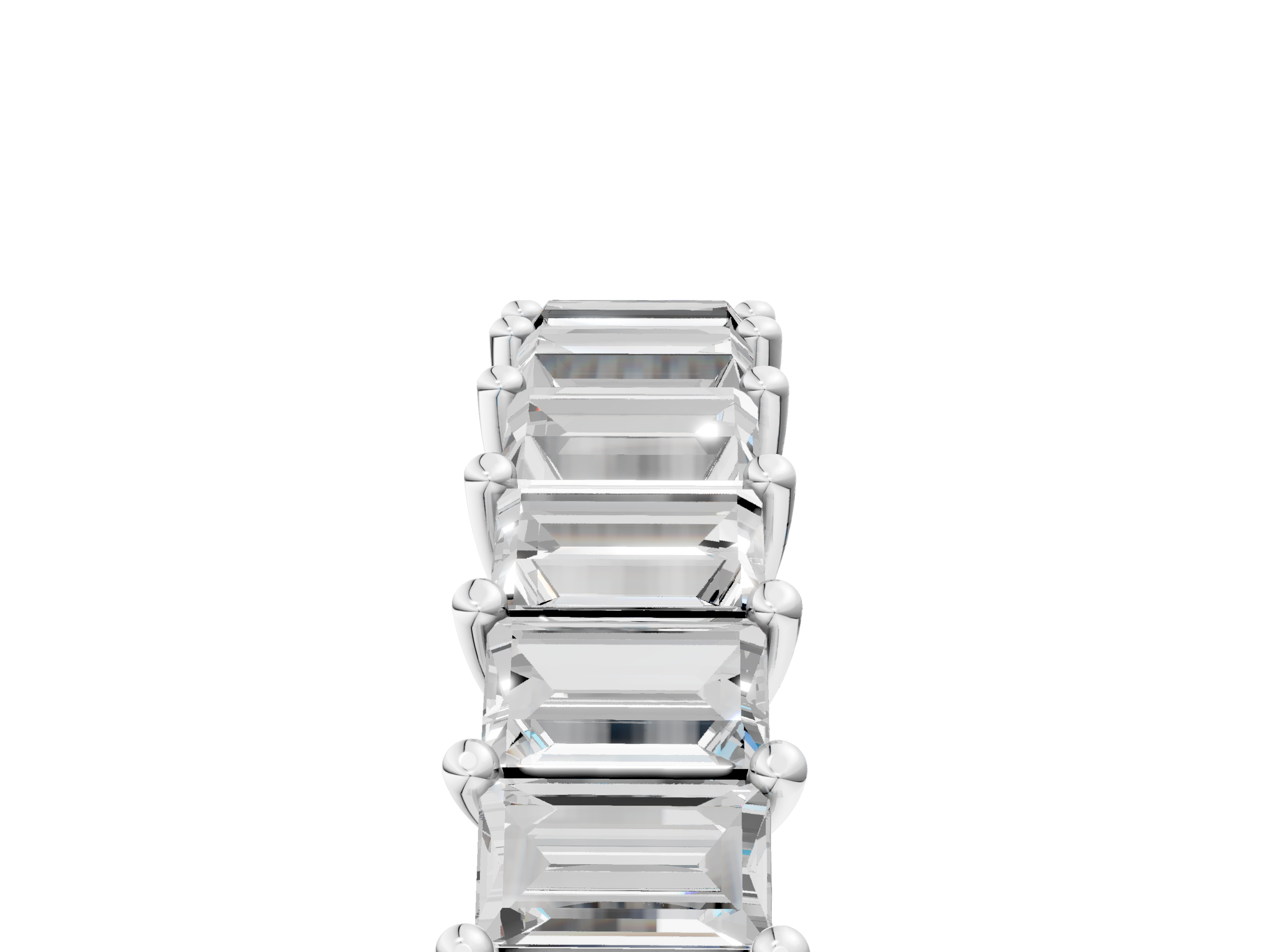 White gold Baguette cut diamond Half Eternity Band with Shared Prong Setting_26