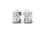 White gold Bar Set Round Diamond Stud Earrings in White Gold_14