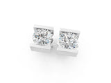 White gold Bar Set Round Diamond Stud Earrings in White Gold_15